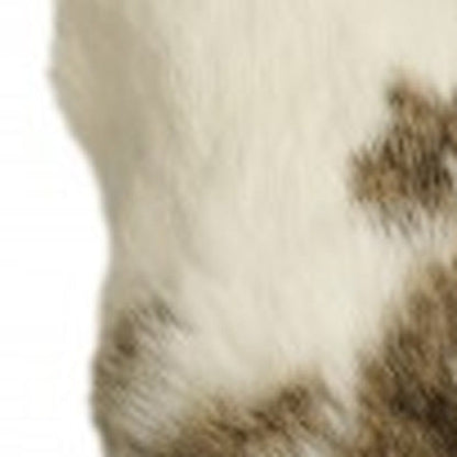 Set Of Two 18" X 18" Brown And White Rabbit Natural Fur Animal Print Throw Pillows