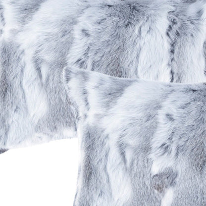 Set Of Two 12" X 20" Grey Rabbit  Natural Fur Throw Pillows