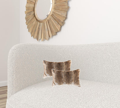 Set Of Two 12" X 20" Brown Rabbit Natural Fur Animal Print Throw Pillows