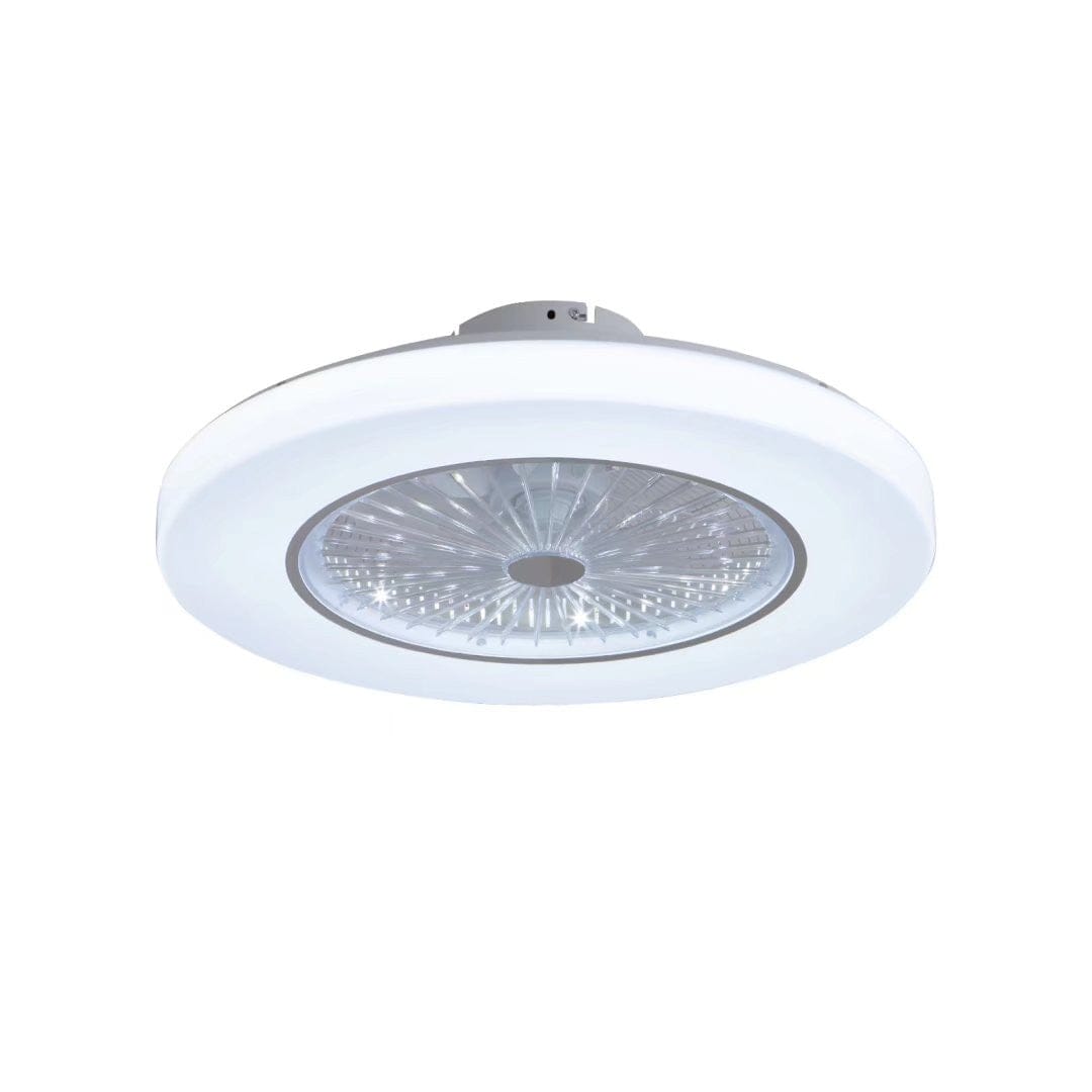 White Contemporary Acrylic Fan And Ceiling Lamp