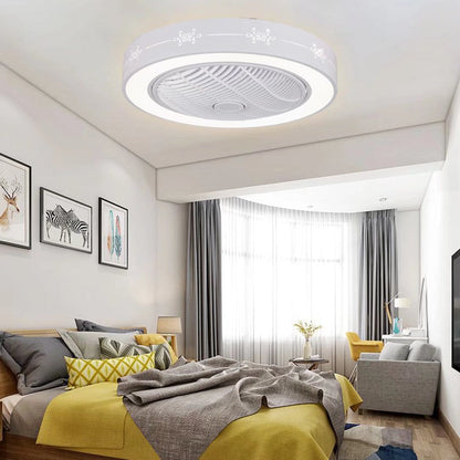 White Modern Flush LED Ceiling Fan and Light