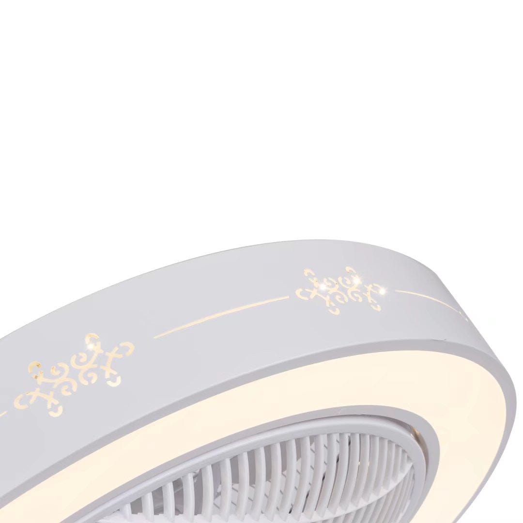 White Modern Flush LED Ceiling Fan and Light