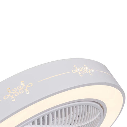 White Modern Flush LED Ceiling Fan and Light