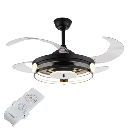 Modern Black Ceiling Lamp With Retractable Fan
