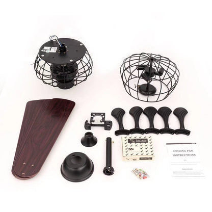 Retro Two Tier Ceiling Lamp And Reversible Fan