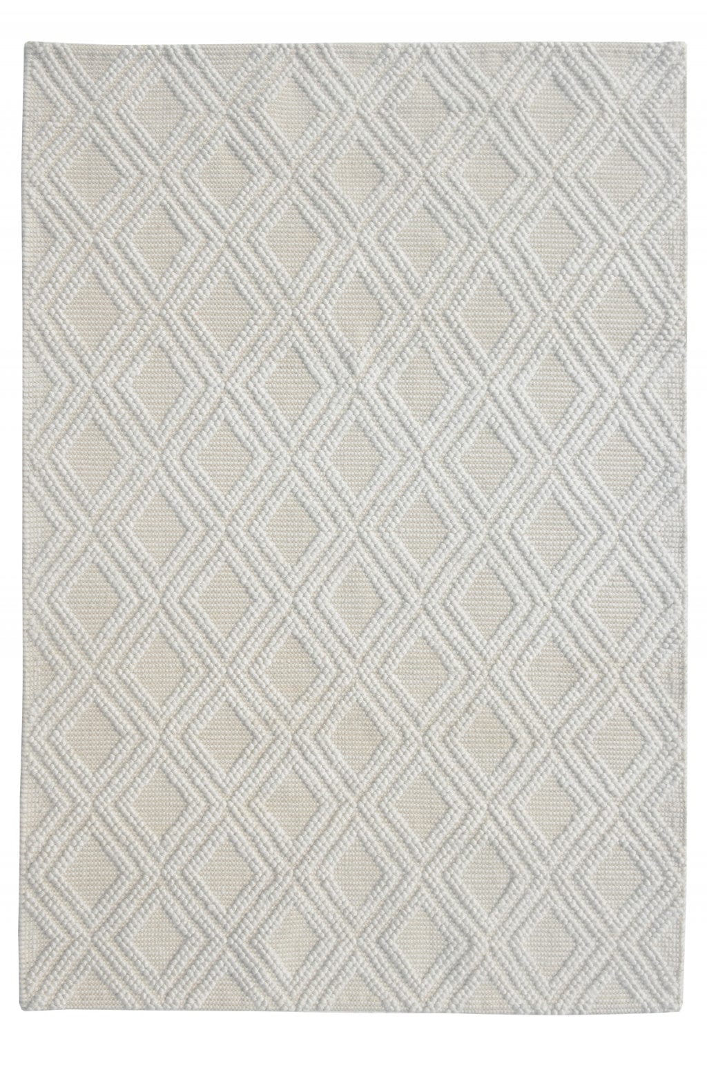 5’ x 7’ Ivory Diamond Lattice Modern Area Rug