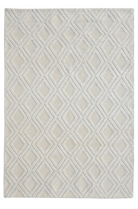 6’ x 9’ Ivory Diamond Lattice Modern Area Rug