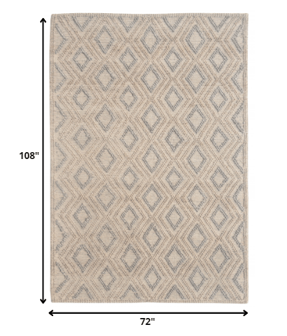 6’ x 9’ Tan Gray Diamond Lattice Modern Area Rug