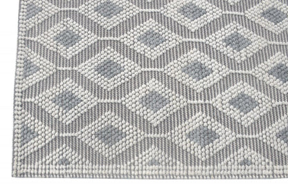 5’ x 7’ Ivory Gray Diamond Trellis Modern Area Rug
