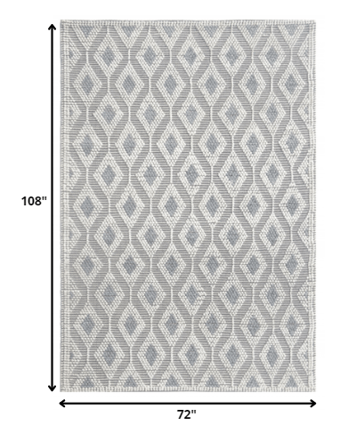 6’ x 9’ Ivory Gray Diamond Trellis Modern Area Rug