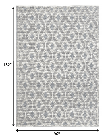 8’ x 11’ Ivory Gray Diamond Trellis Modern Area Rug