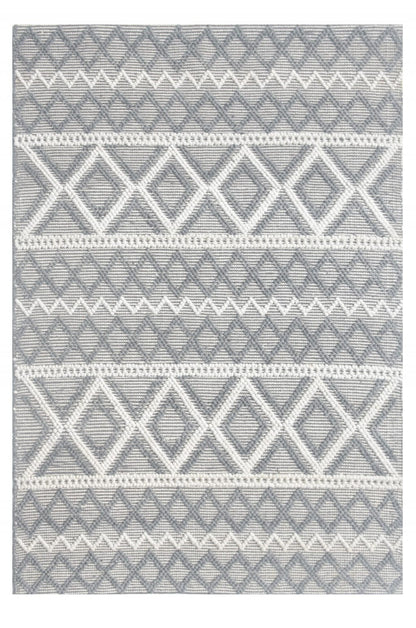 8’ x 11’ Gray Ivory Diamonds Boho Chic Area Rug