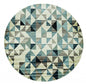 8’ Round Blue Beige Nested Diamonds Modern Area Rug