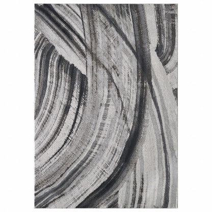 5’ x 8’ Gray Ivory Abstract Strokes Modern Area Rug