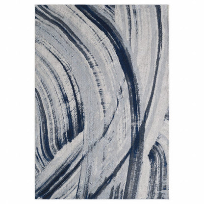 5’ x 8’ Navy Ivory Abstract Strokes Modern Area Rug