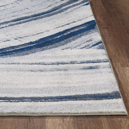 5’ x 8’ Navy Ivory Abstract Strokes Modern Area Rug