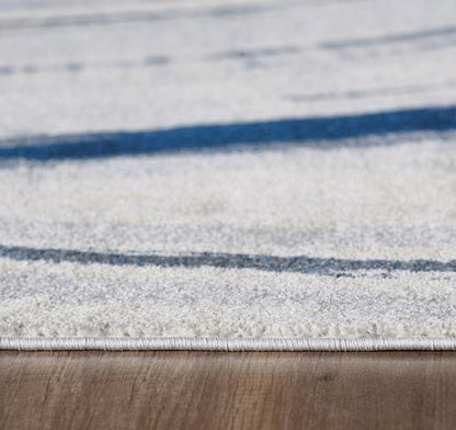 8’ x 11’ Navy Ivory Abstract Strokes Modern Area Rug