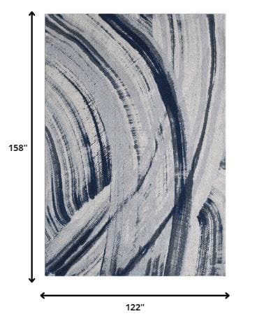 10’ x 13’ Navy Ivory Abstract Strokes Modern Area Rug