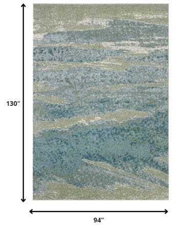 8’ x 11’ Blue Sage Impressionistic Ocean Area Rug