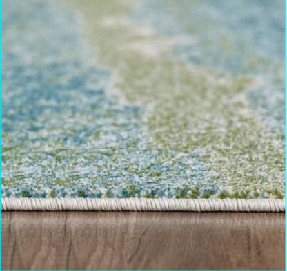 10’ x 13’ Blue Sage Impressionistic Ocean Area Rug