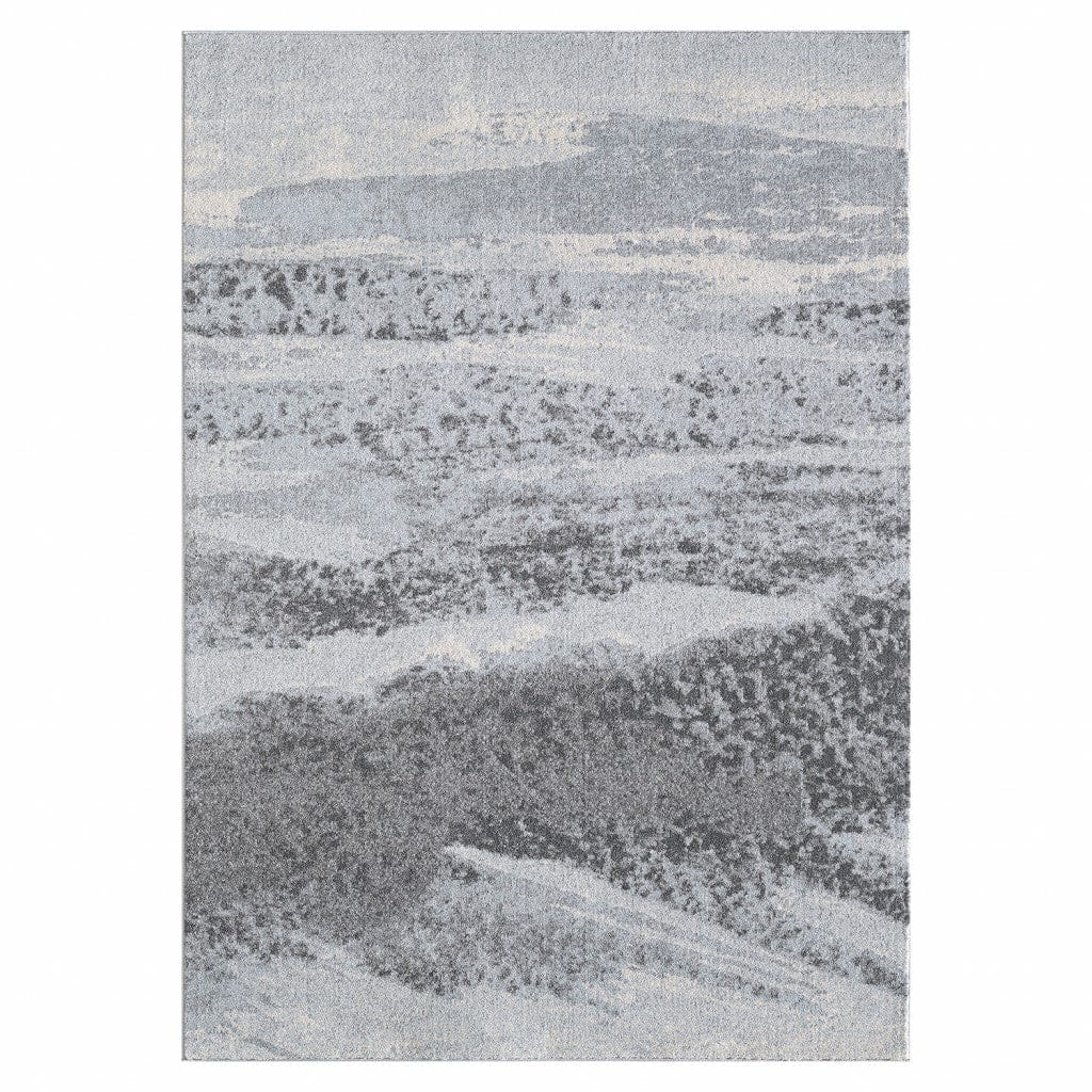 7’ x 10’ Blue Gray Abstract Mist Modern Area Rug