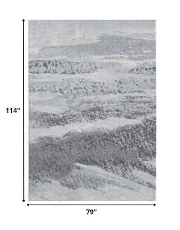 7’ x 10’ Blue Gray Abstract Mist Modern Area Rug