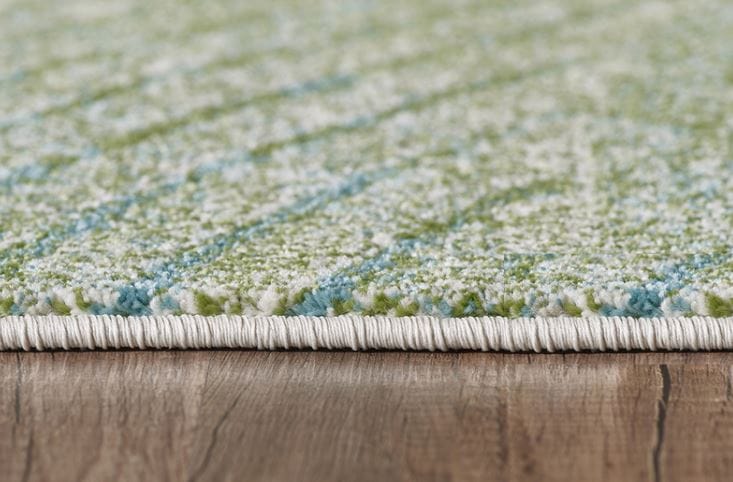 5’ x 8’ Blue Beige Abstract Waves Modern Area Rug