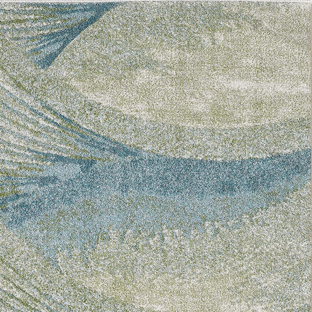 7’ x 10’ Blue Beige Abstract Waves Modern Area Rug