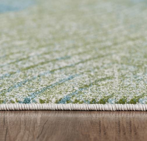 8’ x 11’ Blue Beige Abstract Waves Modern Area Rug