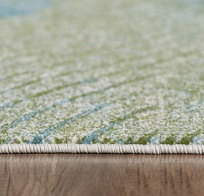 8’ x 11’ Blue Beige Abstract Waves Modern Area Rug