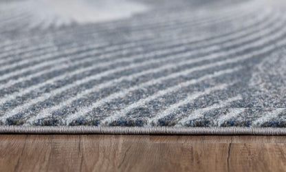 3’ x 5’ Gray Blue Abstract Waves Modern Area Rug