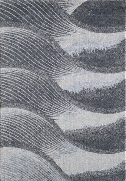 5’ x 8’ Gray Blue Abstract Waves Modern Area Rug