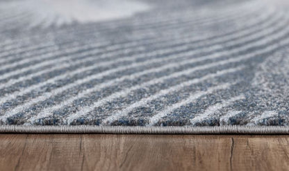 5’ x 8’ Gray Blue Abstract Waves Modern Area Rug