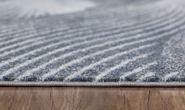 7’ x 10’ Gray Blue Abstract Waves Modern Area Rug