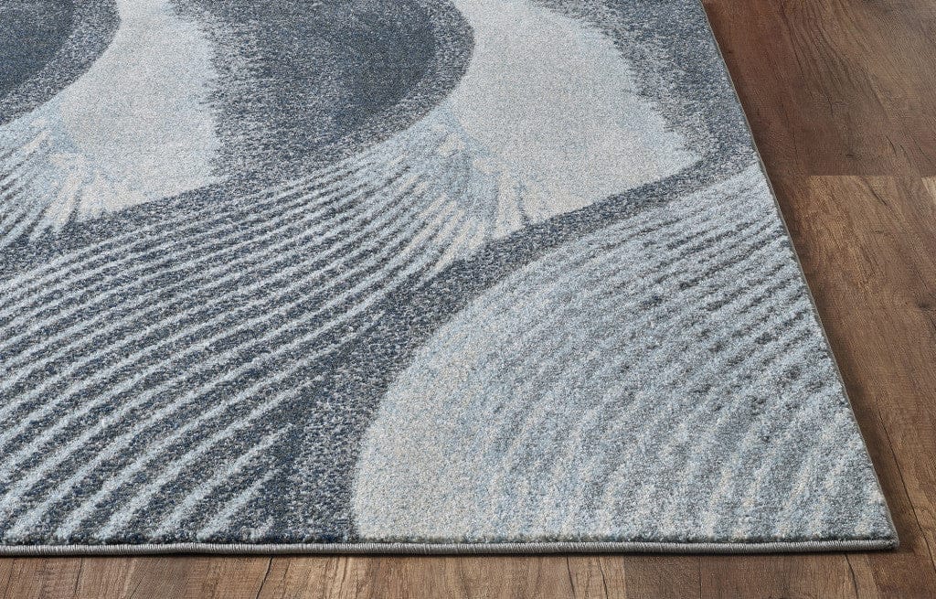 10’ x 13’ Gray Blue Abstract Waves Modern Area Rug