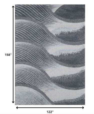 10’ x 13’ Gray Blue Abstract Waves Modern Area Rug
