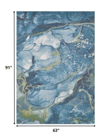 5’ x 8’ Blue Sage Abstract Stone Modern Area Rug