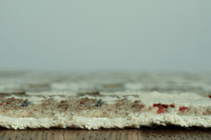 8’ Round Ivory Khaki Distressed Plaid Area Rug