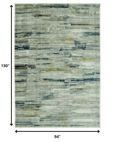 8’ x 11’ Blue Ivory Abstract Striped Area Rug