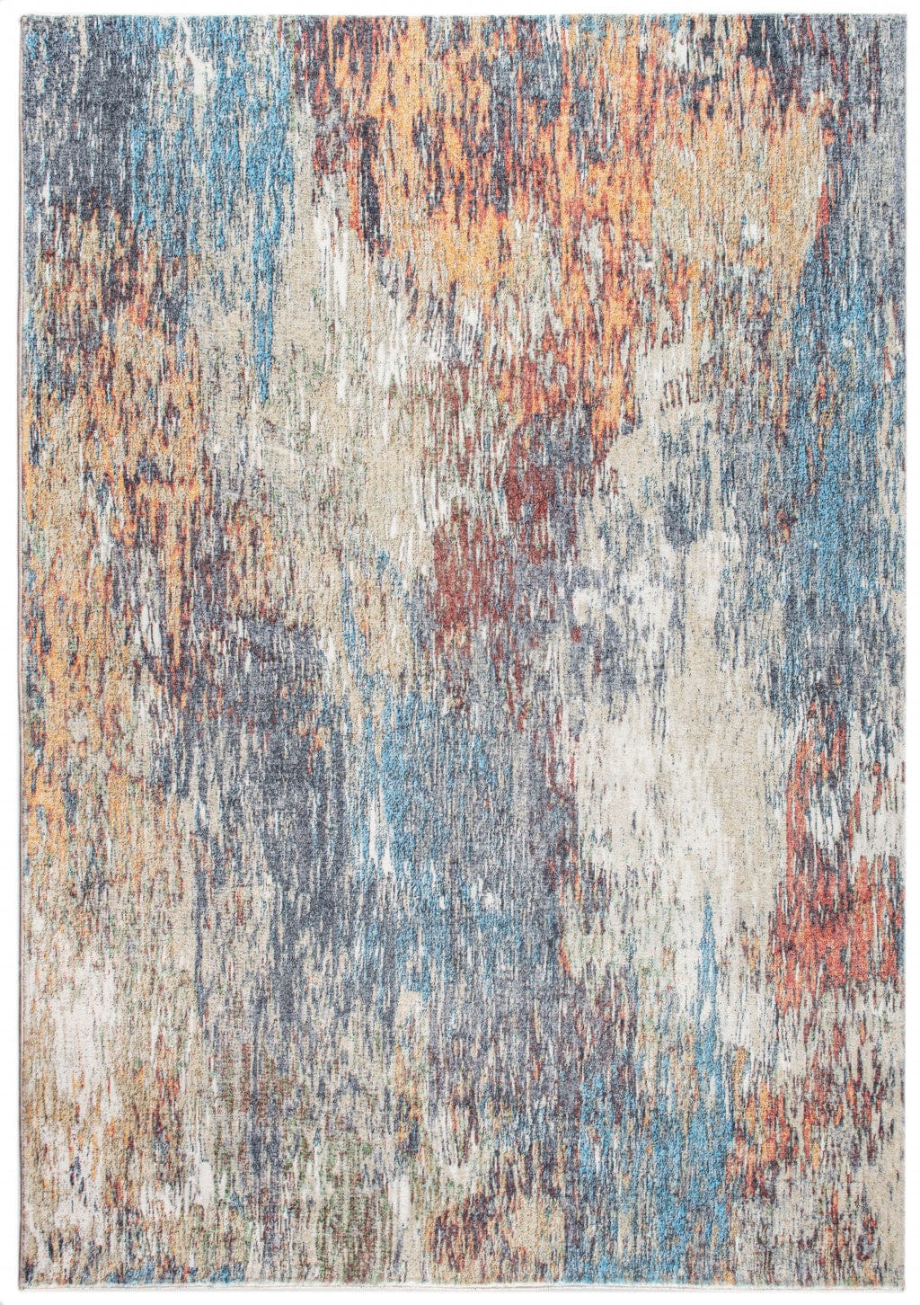 6’ x 9’ Blue Red Abstract Painting Modern Area Rug