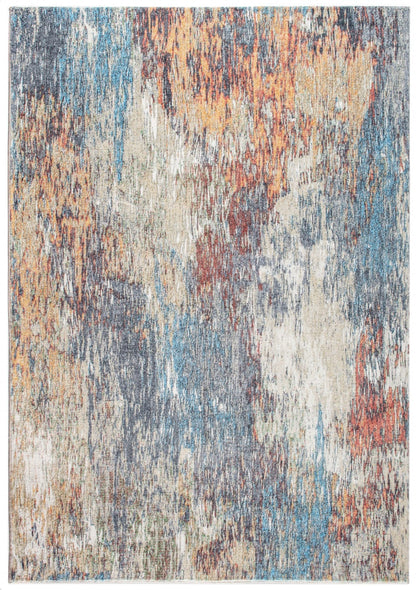 6’ x 9’ Blue Red Abstract Painting Modern Area Rug
