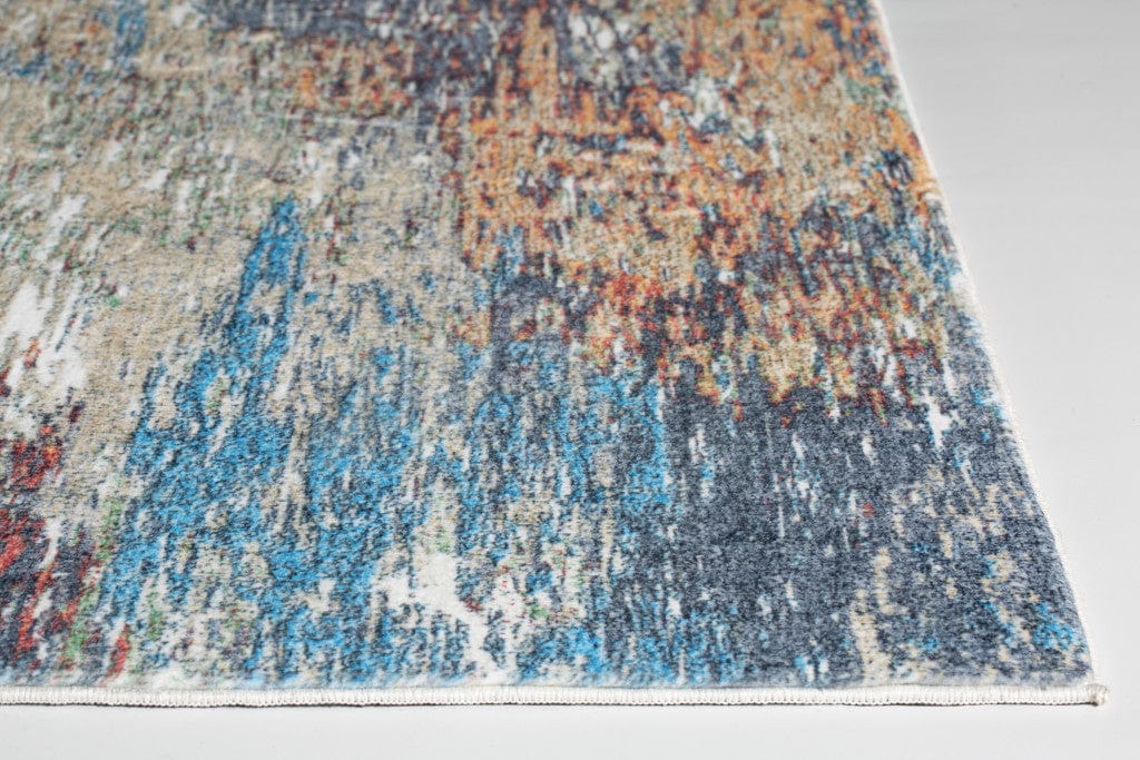 6’ x 9’ Blue Red Abstract Painting Modern Area Rug