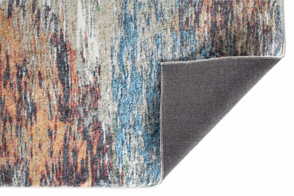 6’ x 9’ Blue Red Abstract Painting Modern Area Rug