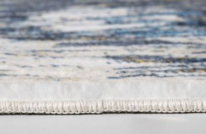 5’ x 8’ Blue Gold Abstract Painting Modern Area Rug