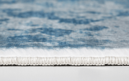 2’ x 7’ Blue White Abstract Sky Runner Rug