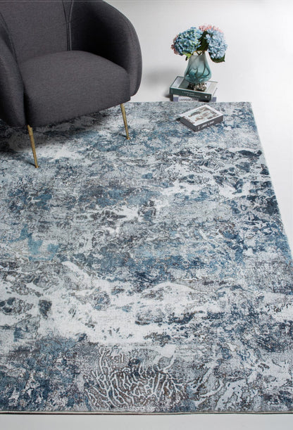 6’ x 9’ Gray Blue Abstract Galaxy Area Rug
