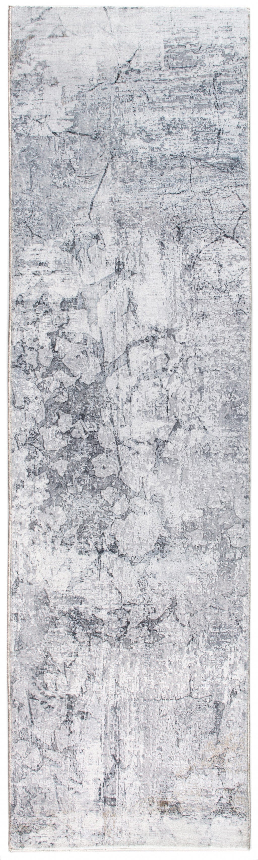 2’ x 7’ Gray Distressed Marble Runner Rug