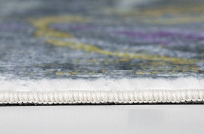 5’ x 8’ Gray Gold Abstract Rings Area Rug