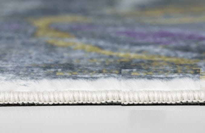 6’ x 9’ Gray Gold Abstract Rings Area Rug