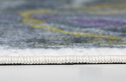 8’ x 10’ Gray Gold Abstract Rings Area Rug